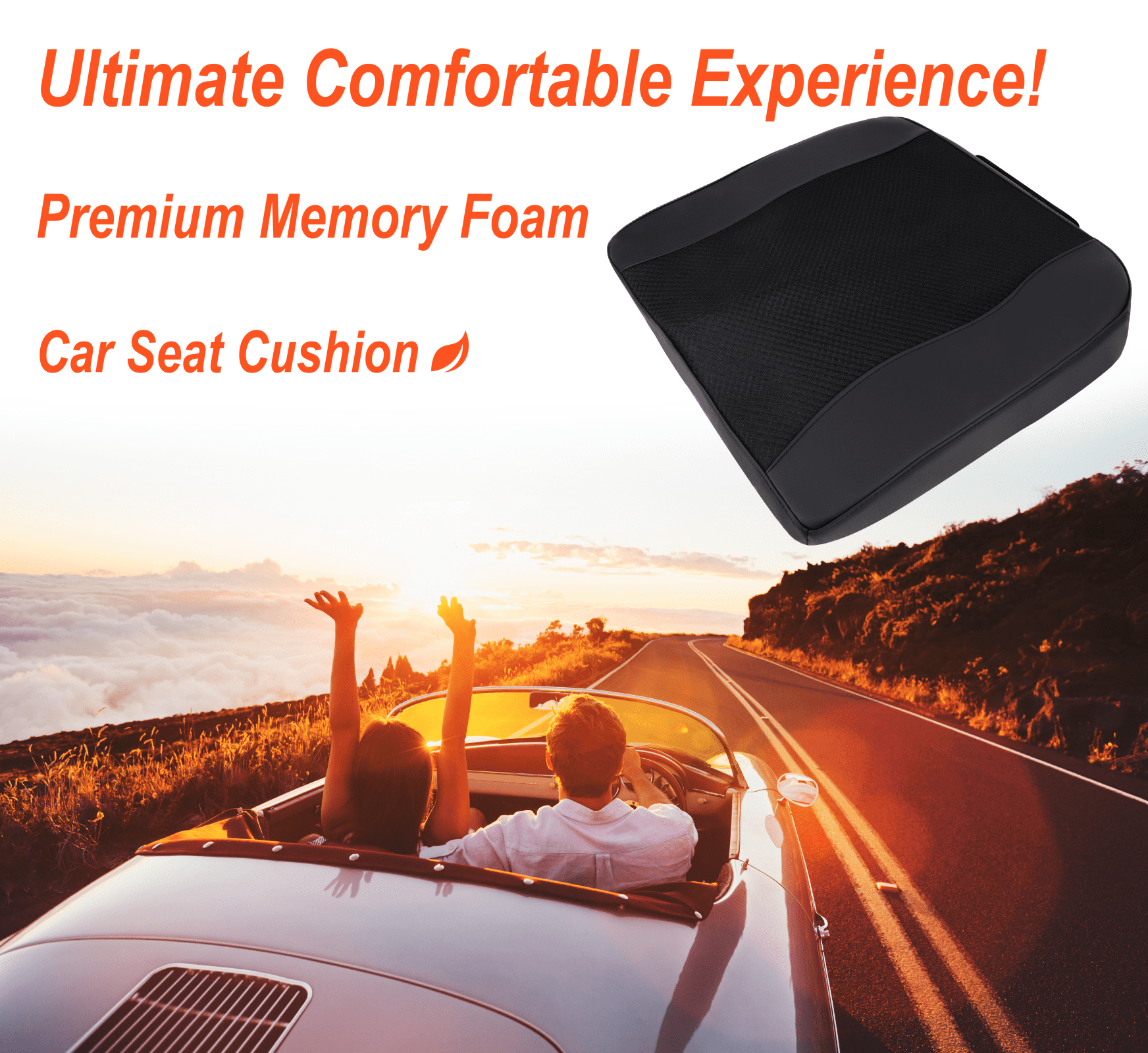 Lofty Aim Car Seat Cushion, Comfort Memory Foam Car Cushions for Driving - Sciatica & Lower Back Pain Relief, Seat Cushion for Car Seat Driver, Office Chair, Wheelchair (Black)