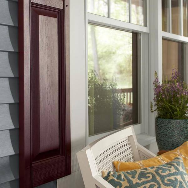 2 in. x 5 in. Polypropylene Raised Panel Terra Brown Shutter Sample