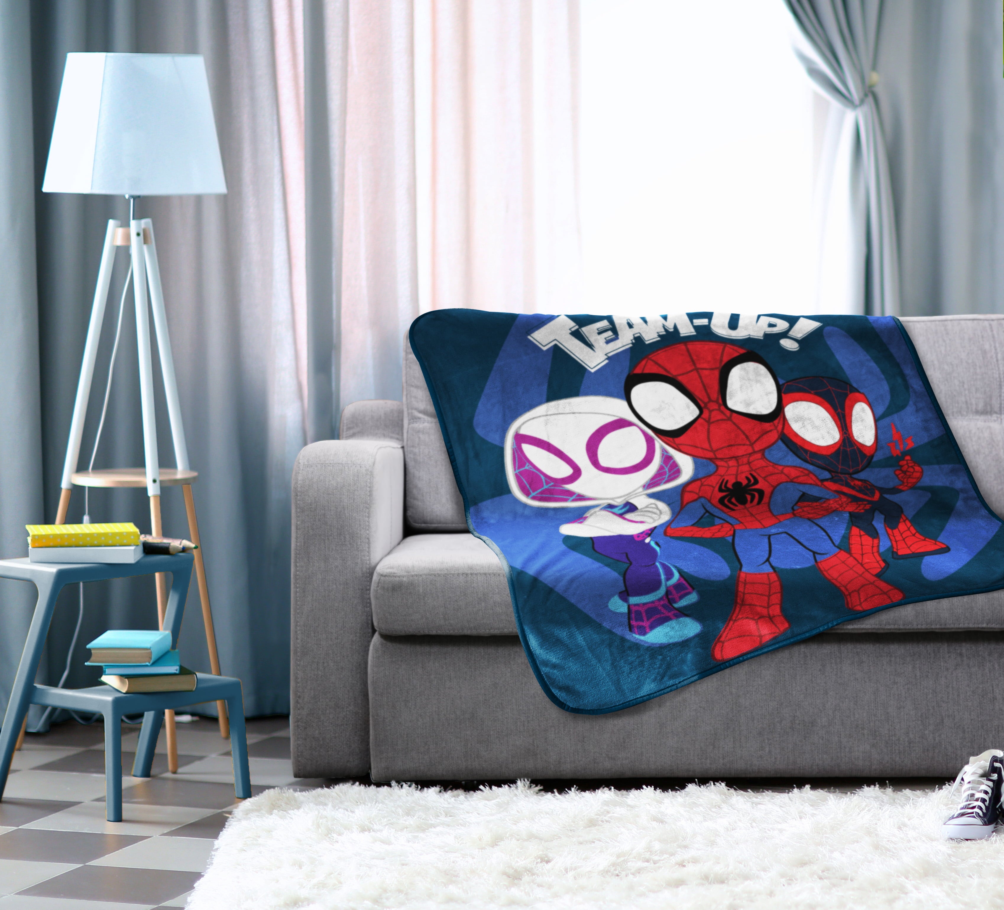 Spidey and His Amazing Friends Team Up Silk Touch Throw, 40 x 50, Microfiber, Blue, Marvel