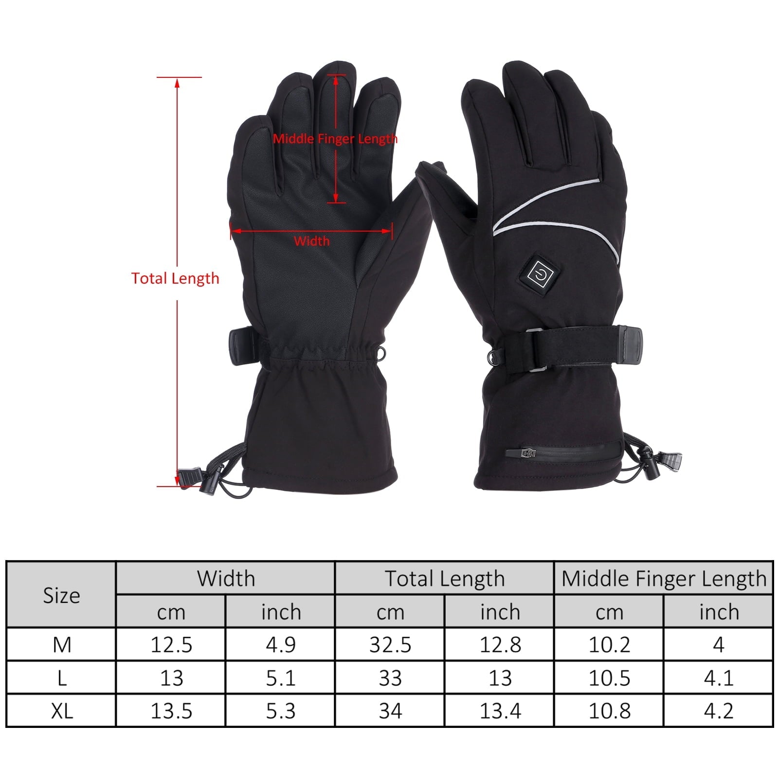 Heated Gloves, Waterproof Touchscreen Ski Gloves for Men Women, Battery Powered Electric Heating Gloves Hand Warmers for Outdoor Climbing Hiking Skiing Cycling XL