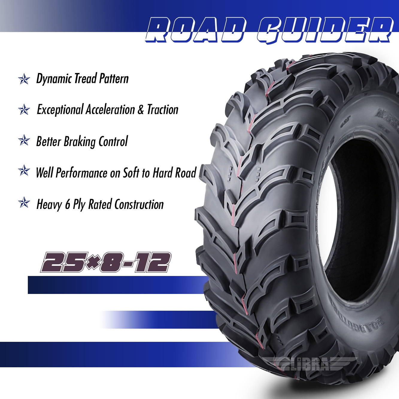 Roadguider ATV/UTV Tires 25x8-12 25X8X12 6PR 10272, Set 2