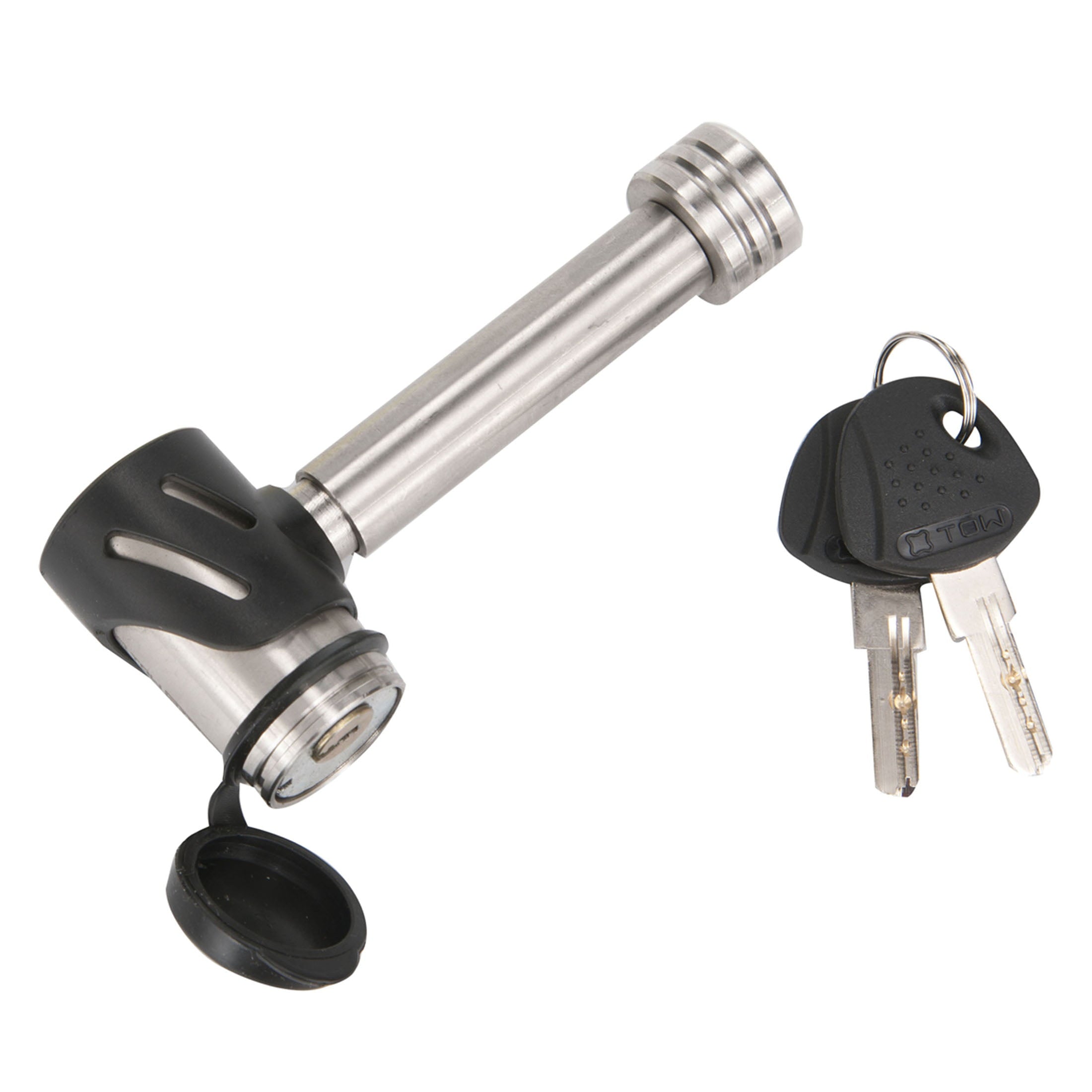 TowSmart Locking Hitch Pin, 1/2in and 5/8in Pin, Stainless Steel, 7276, 2.75in Span, Includes 2 Keys