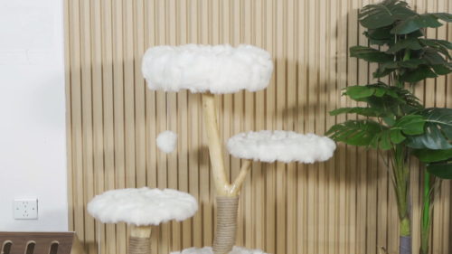 42-in Modern Cat Tree Tower Large Cats Natural Branch Cat Condo with 3 Platforms