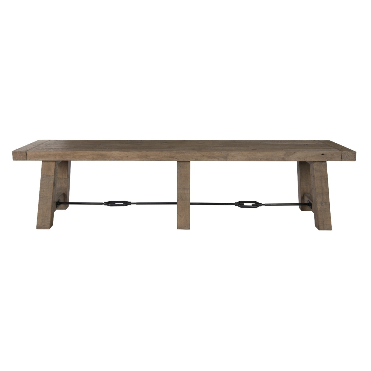 Handcrafted Reclaimed Wood Dining Bench with Grains, Distressed Gray- Saltoro Sherpi