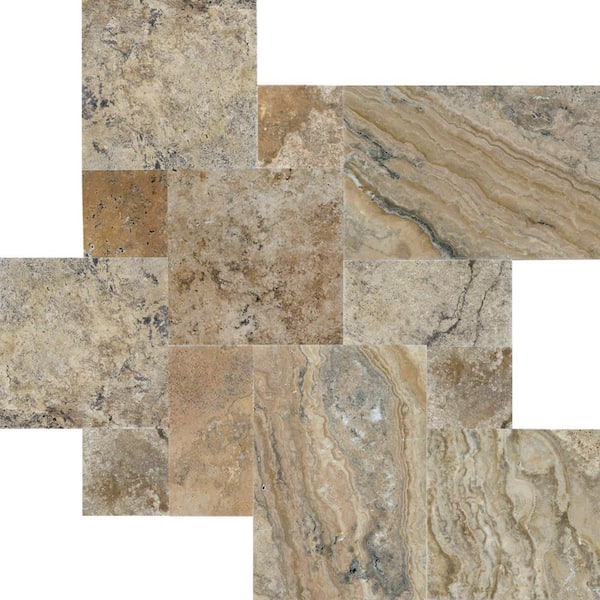 Porcini Pattern Tumbled Travertine Paver Kits (360 Pieces/480 sq. ft./Pallet)