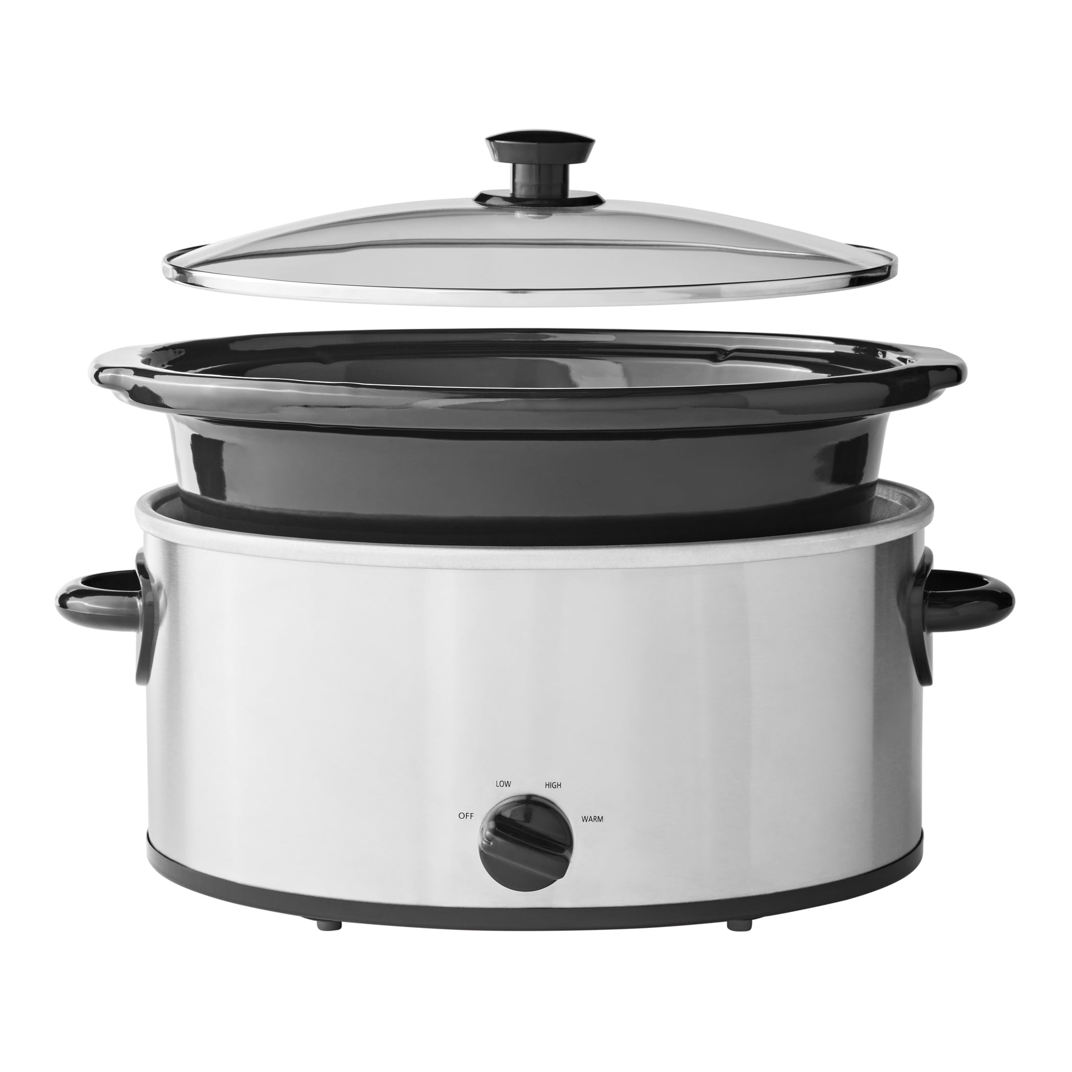 Mainstays 6 Quart Oval Slow Cooker, Stainless Steel Finish, Glass Lid, Model # MS54100112168S