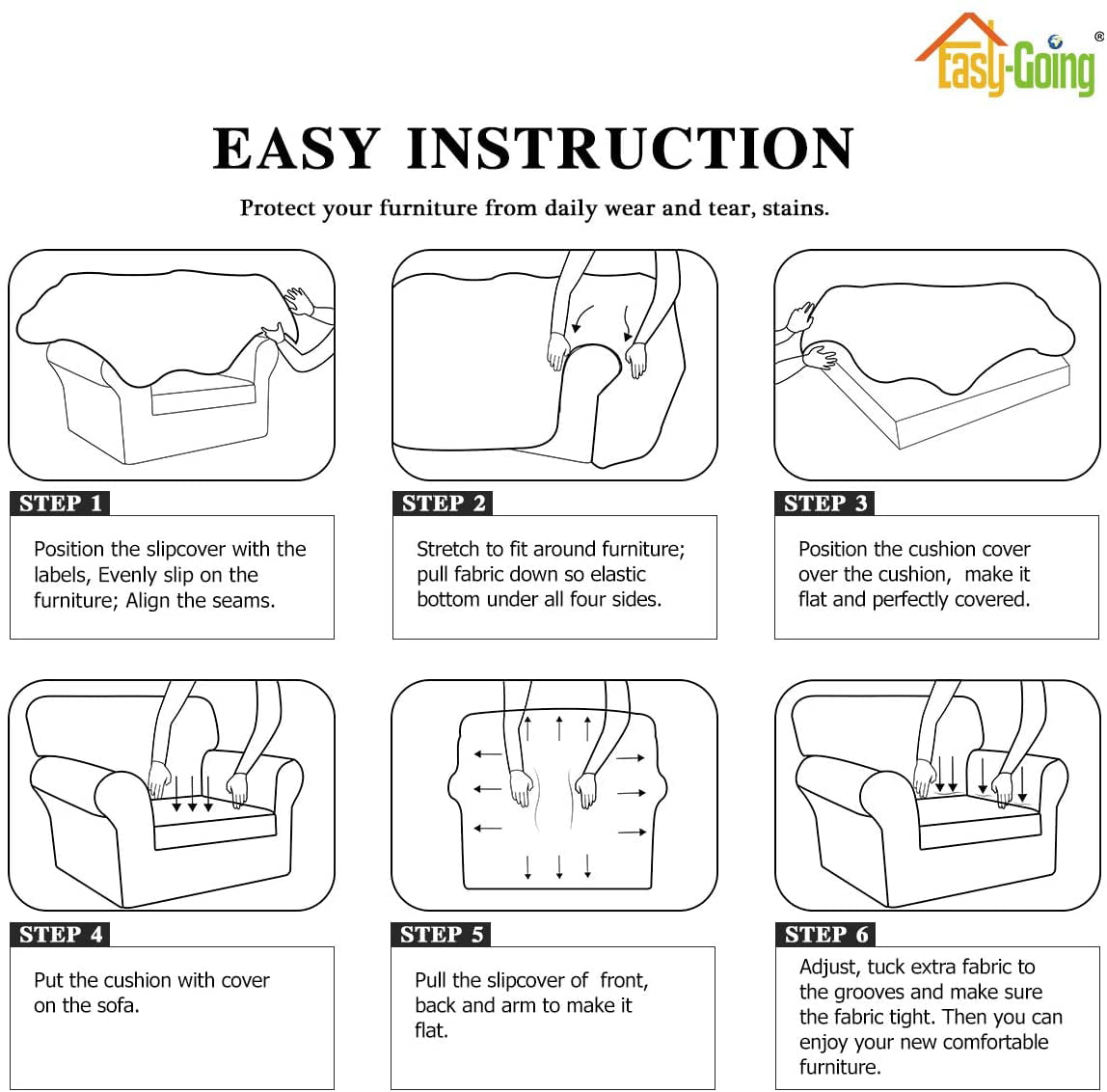 Easy-Going 2 Pieces Microfiber Stretch Sofa Slipcover Spandex Soft Sofa Couch Cover, Loveseat, Dark Gray