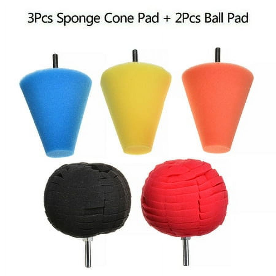Polishing Sponge,5Pcs Car Polisher Buffing Cone Pads Polishing Ball Pad For Wheel Corner Kit Tool