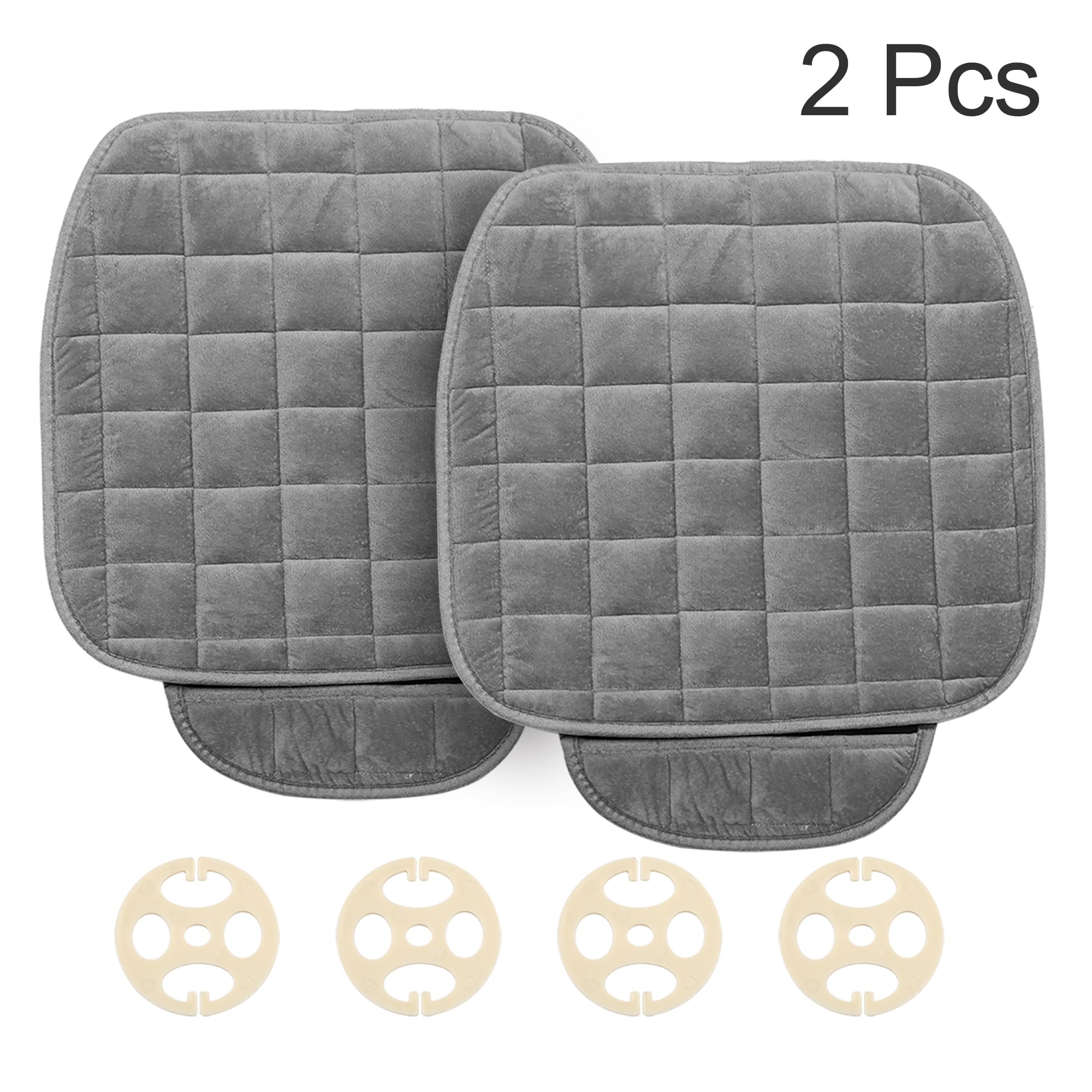 Unique Bargains 2pcs Front Car Seat Cover Breathable Plush Gray