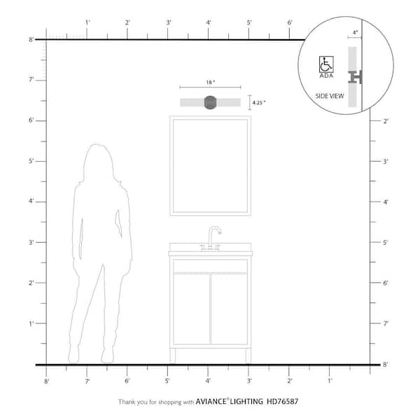 Aspen 2 Light Black ADA Vanity Sconce