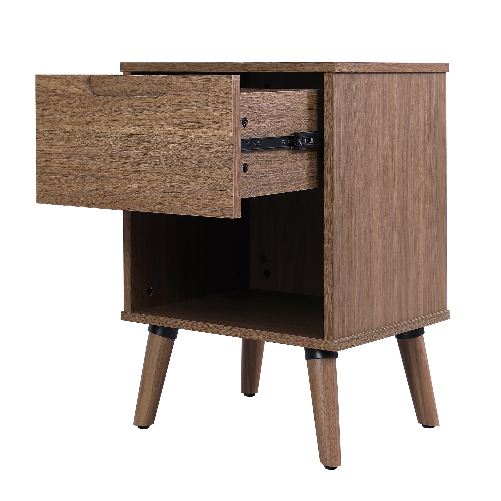 Mainstays Modern 1 Drawer Bedroom Nightstand, Brown Walnut