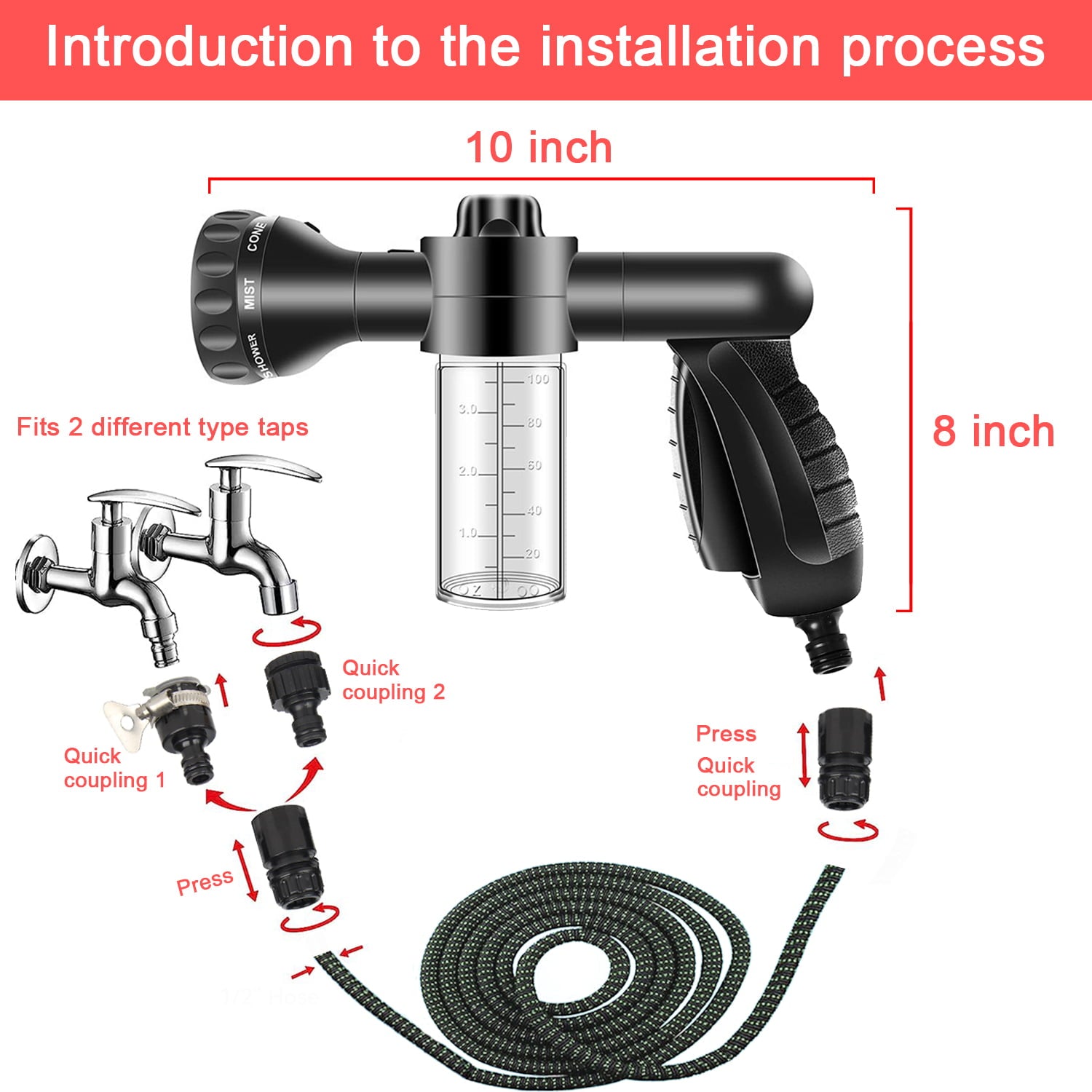 YILAIRIOU Car Wash Kit with Foam Gun - Car Wash Cleaning Kit with Wash Microfiber Sponge and Towels Tire Brush Collapsible Bucket Wash, Sprayers for Car Cleaning Gardens and Pets