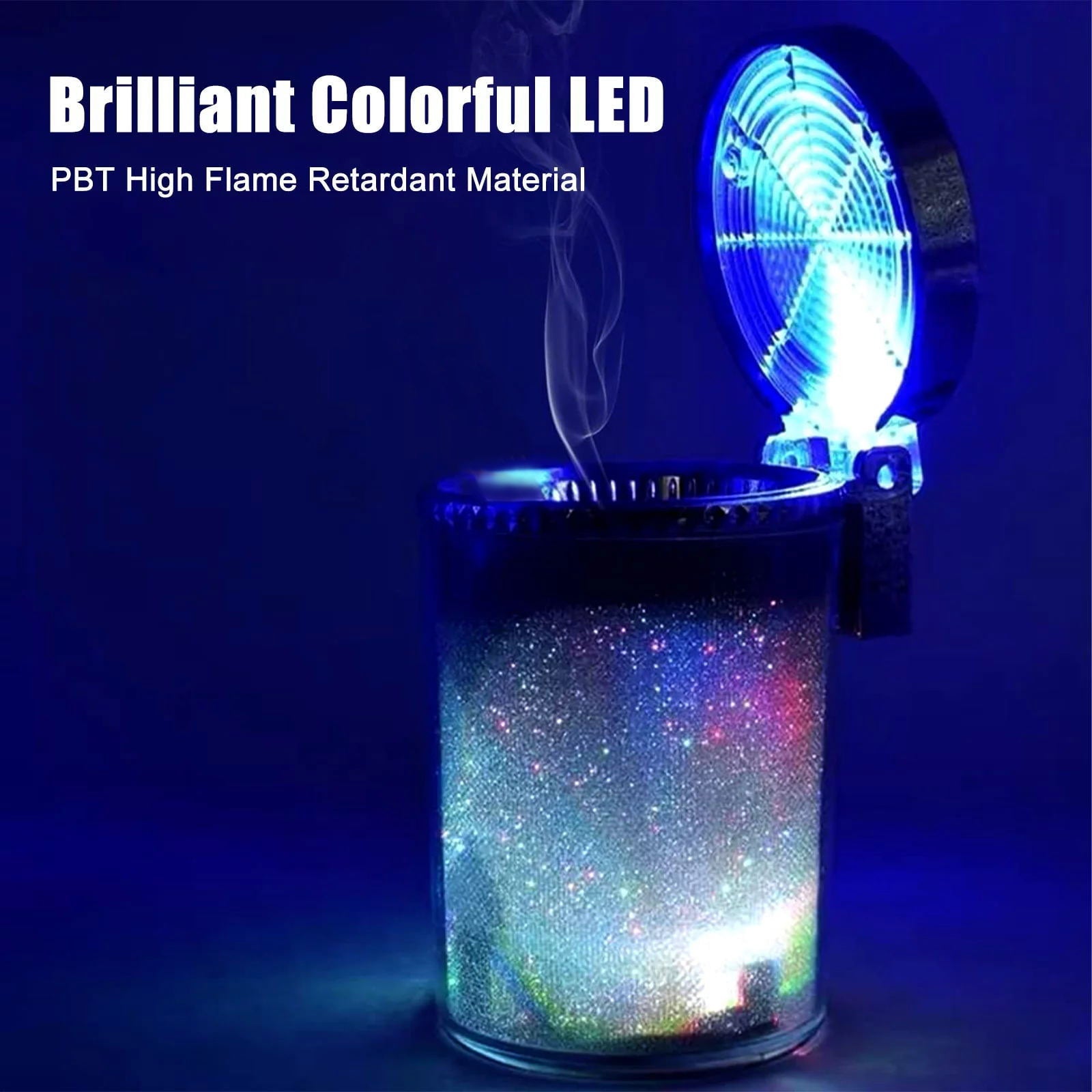 Car LED Light Ashtray, EEEkit Portable Car Ashtray with Lid, Stand Cylinder Smokeless Ash Tray, Mini Car Trash Can Auto Ashtray for Universal Cup Holder