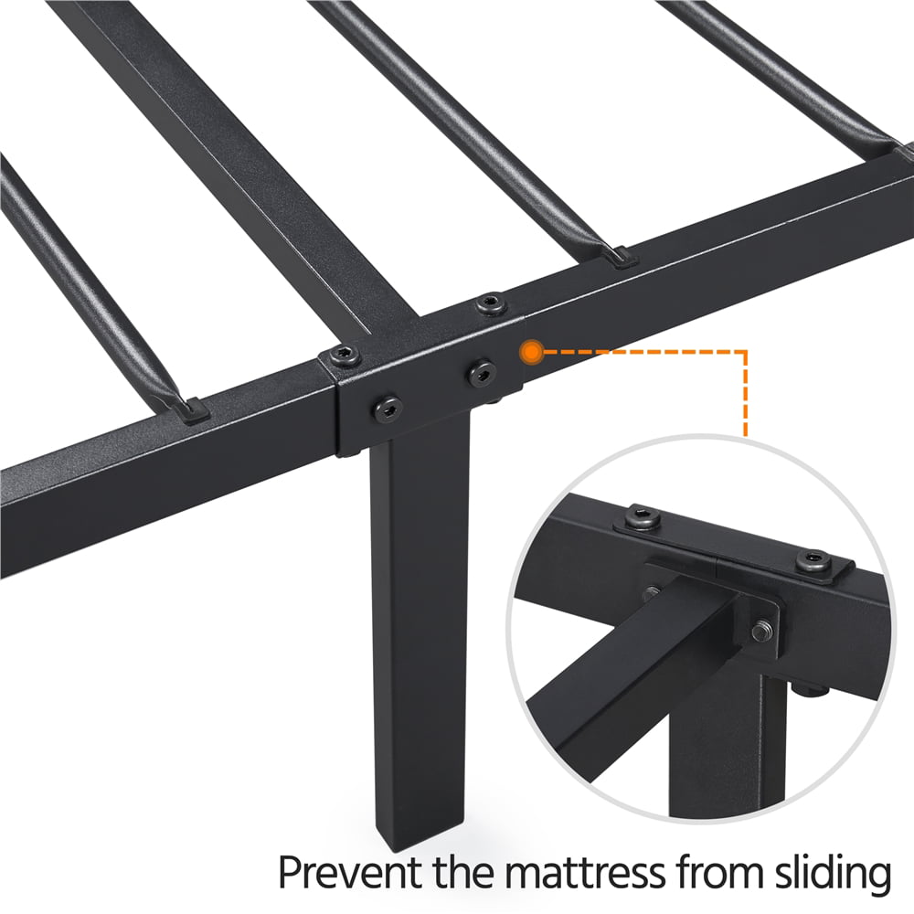 Topeakmart Metal Slatted Bed Frame with Headboard Footboard, Twin, Black