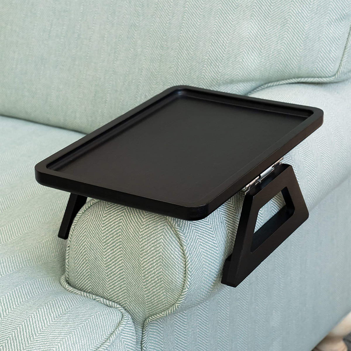 Sofa Arm Tray Table Couch Arm Couch Arm Clip-On Tray Space Saving Wooden Sofa Arm Rest Table for Wide Couches Stable Sofa Armrest Side Tables for Remote Drinks Snacks Phone Holder
