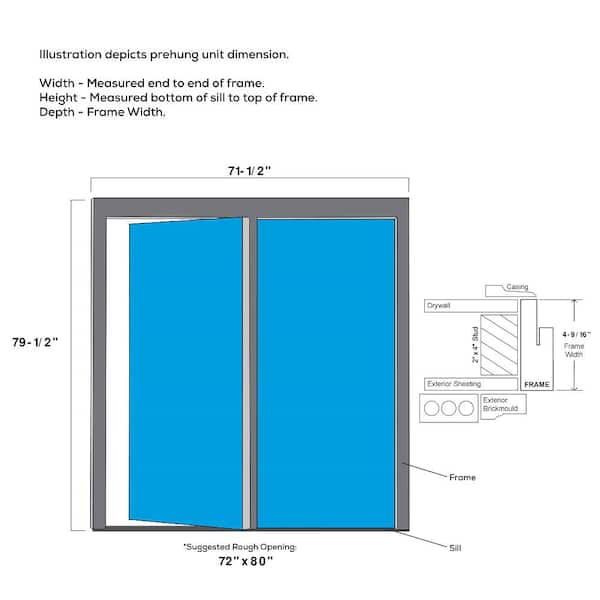 TRUfit 69 in. x 77 in. Full Lite Primed Steel Stationary Patio Glass Door Panel with Screen