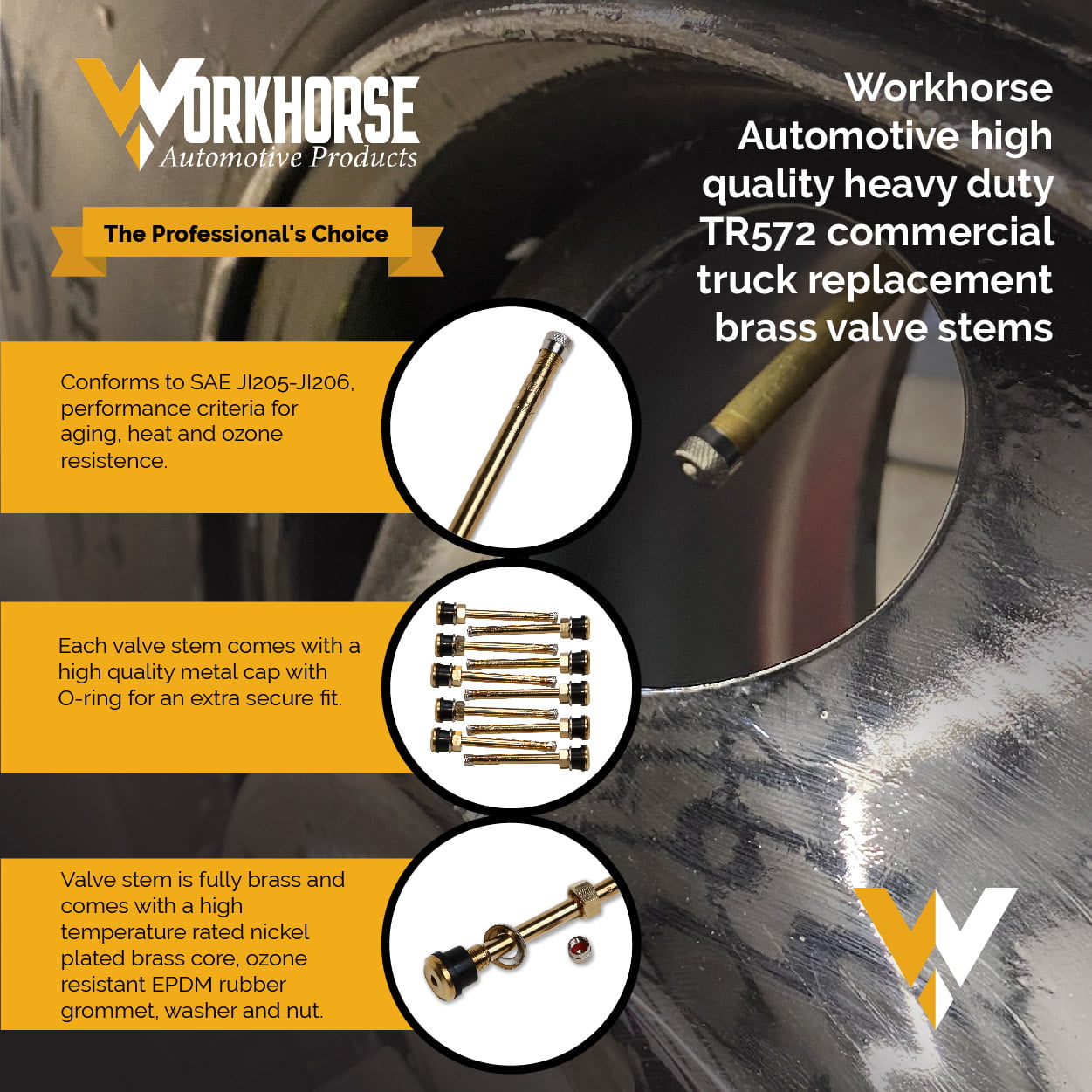 Workhorse Automotive TR572 Truck Tire Valve Stems. Pack of 10.