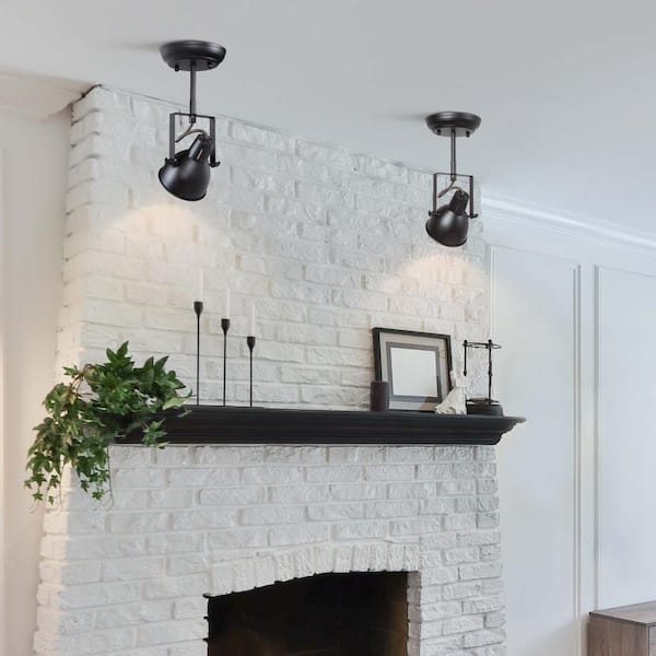 Industrial Linear Black Multi-Directional Track Light Head Modern 1-Light Globe Semi Flush Mount for Kitchen Entry Hall