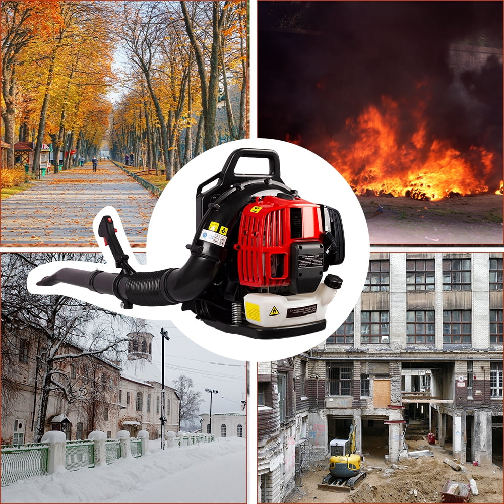 SESSLIFE Backpack Leaf Blower, 52CC 2-Cycle Gas-powered Leaf Blower for Leaves Snow Dust, Blower with Extention Tube, Adjustable Handle and Shoulder Straps, 524 CFM/174 MPH, Red, X1597
