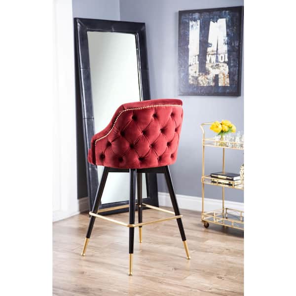 Eva Burgundy Tufted Back Bar Stool