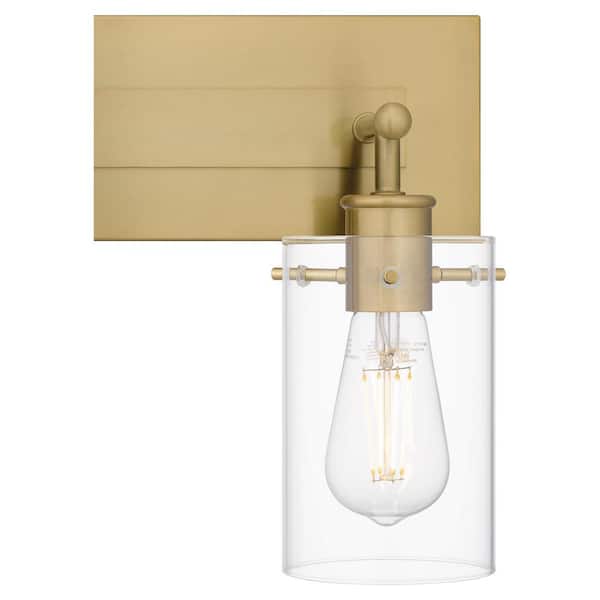 Regan 21 in. 3-Light Brushed Gold Vanity Light with Clear Glass Shades