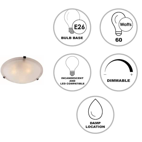 12 in. 2-Light Oil Rubbed Bronze Flush Mount Ceiling Light Fixture with Marbleized Glass Shade