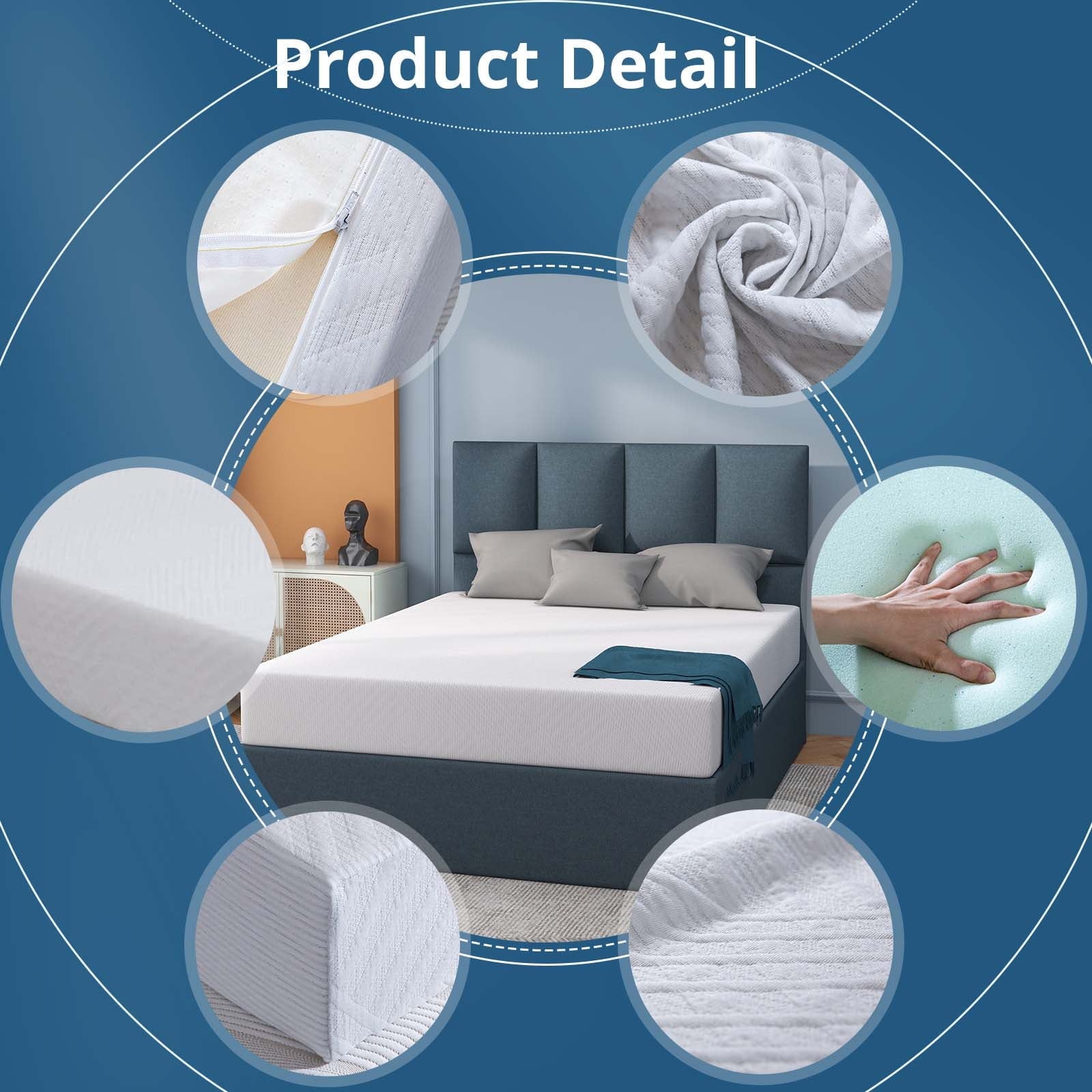 Inch Memory Foam Mattress Green Tea Mattress Medium Firm,Twin