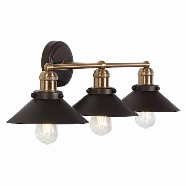 July 26.5 in. 3-Light Oil Rubbed Bronze/Brass Gold Metal Vanity Light