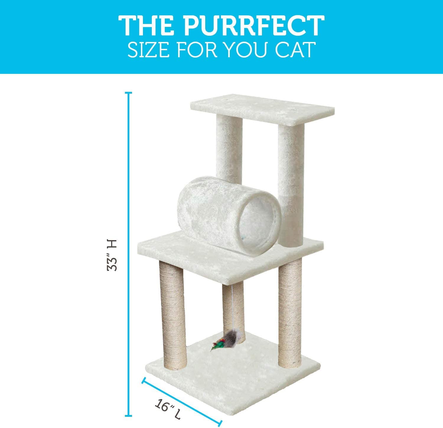 Paws & Pals Cat Tree Climb Tower Cave Condo Scratching Post (Small) (White)