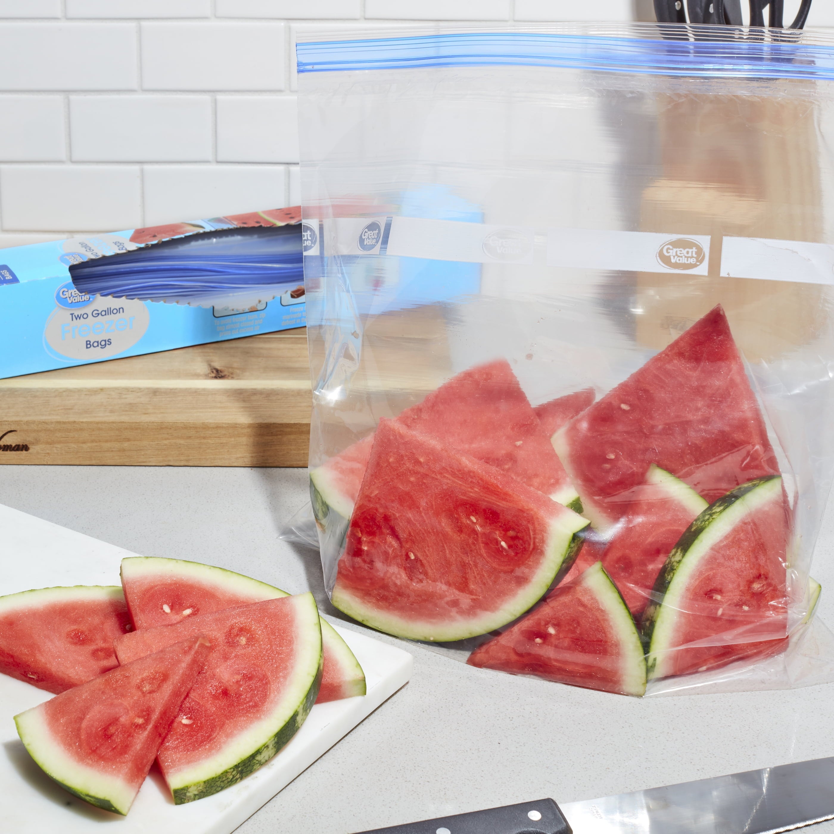 Great Value Double Zipper Freezer Bags, 2 Gallon, 10 Count