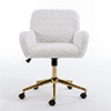 BTMWAY Office Chair, Velvet Upholstered Tufted Button Home Office Chair with Golden Metal Base, Adjustable Height, Swivel Ergonomic Task Chair, Luxury Desk Chair Computer Chair, Beige