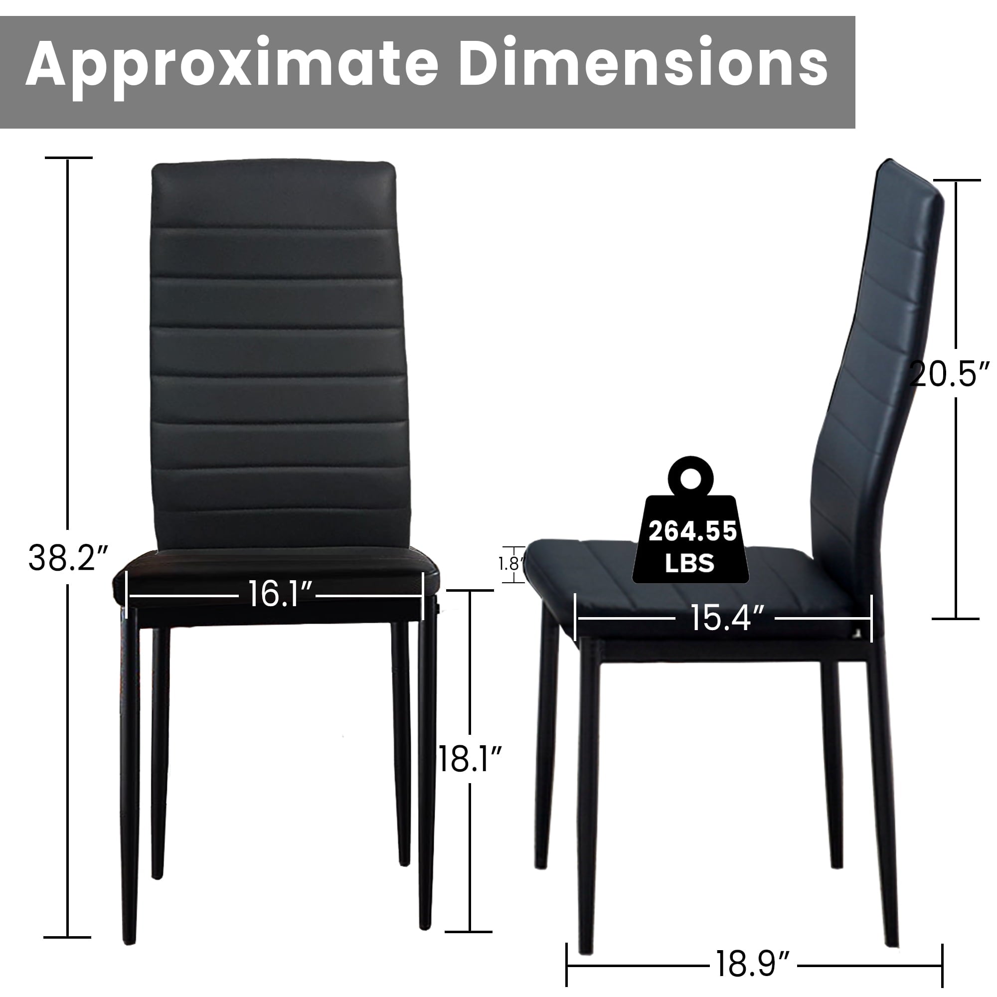 SESSLIFE Dining Chairs Set of 4, Dining Living Room Kitchen Chairs PU Leather Padded Chair with Solid Iron Legs, Modern Urban Style