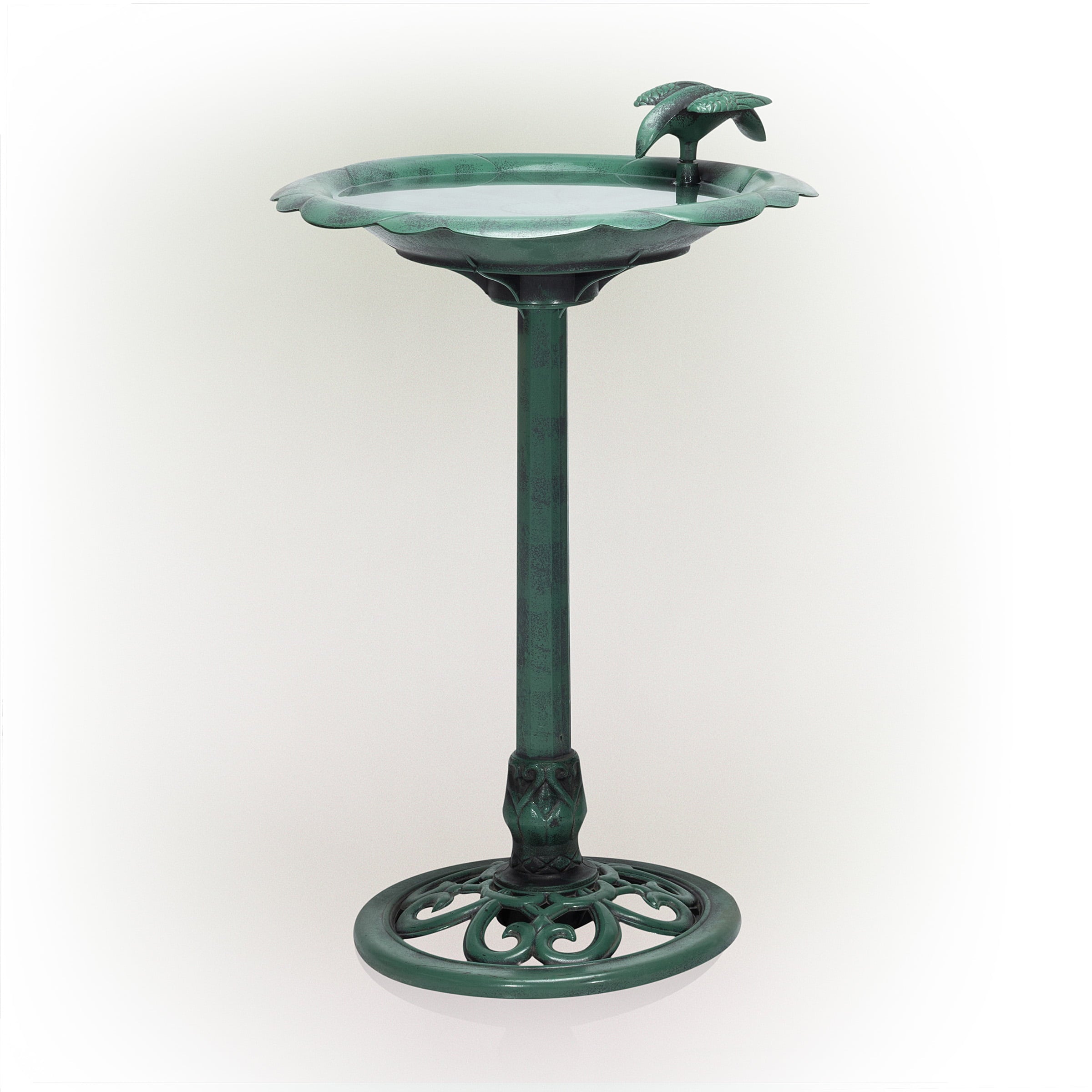Alpine Corporation 30-Inch Outdoor Plastic Bird Bath and Feeder, Green