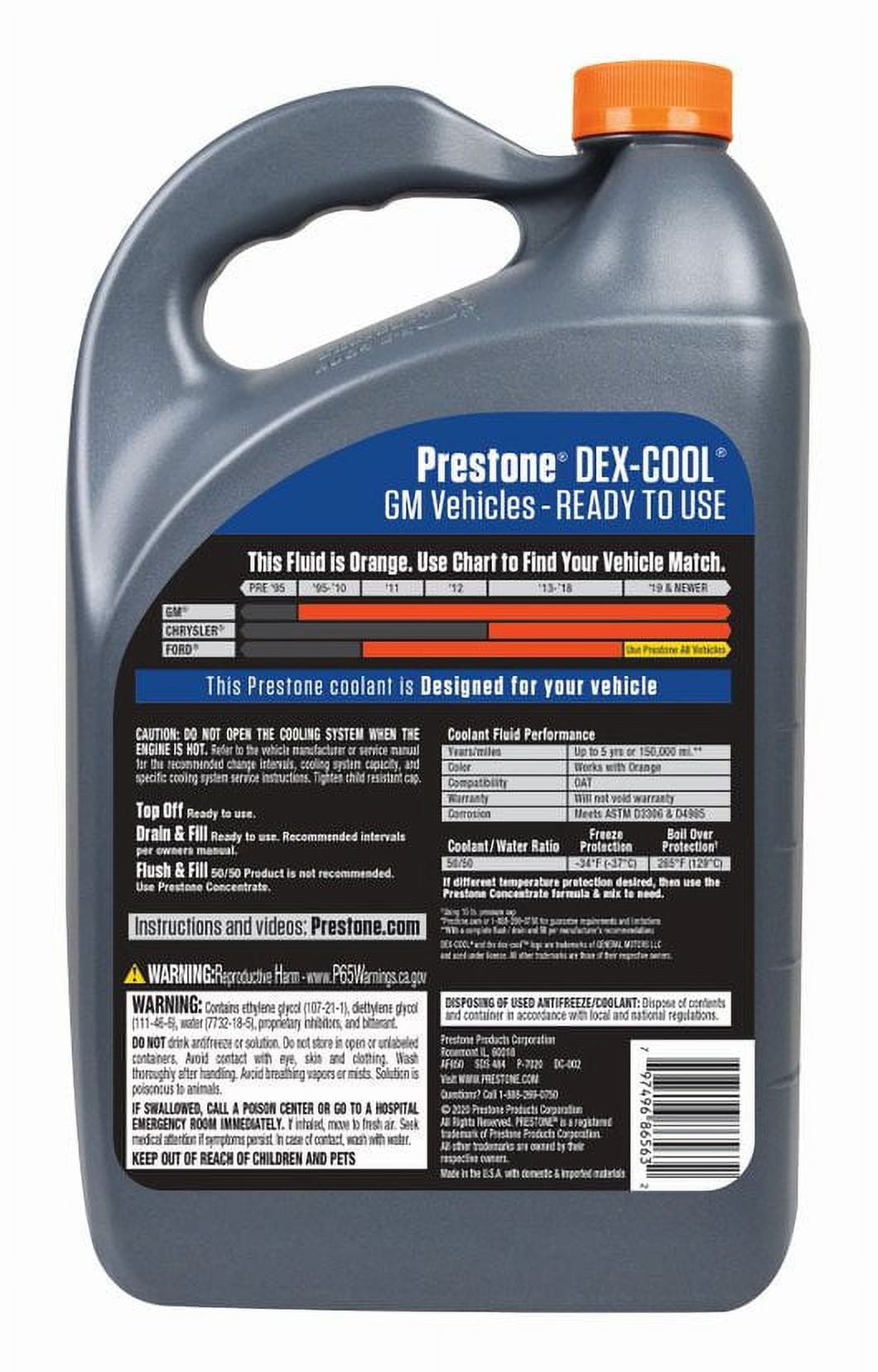 Prestone DEX-COOL Antifreeze+Coolant; Extended Life -1 gal- Ready to Use, 50/50