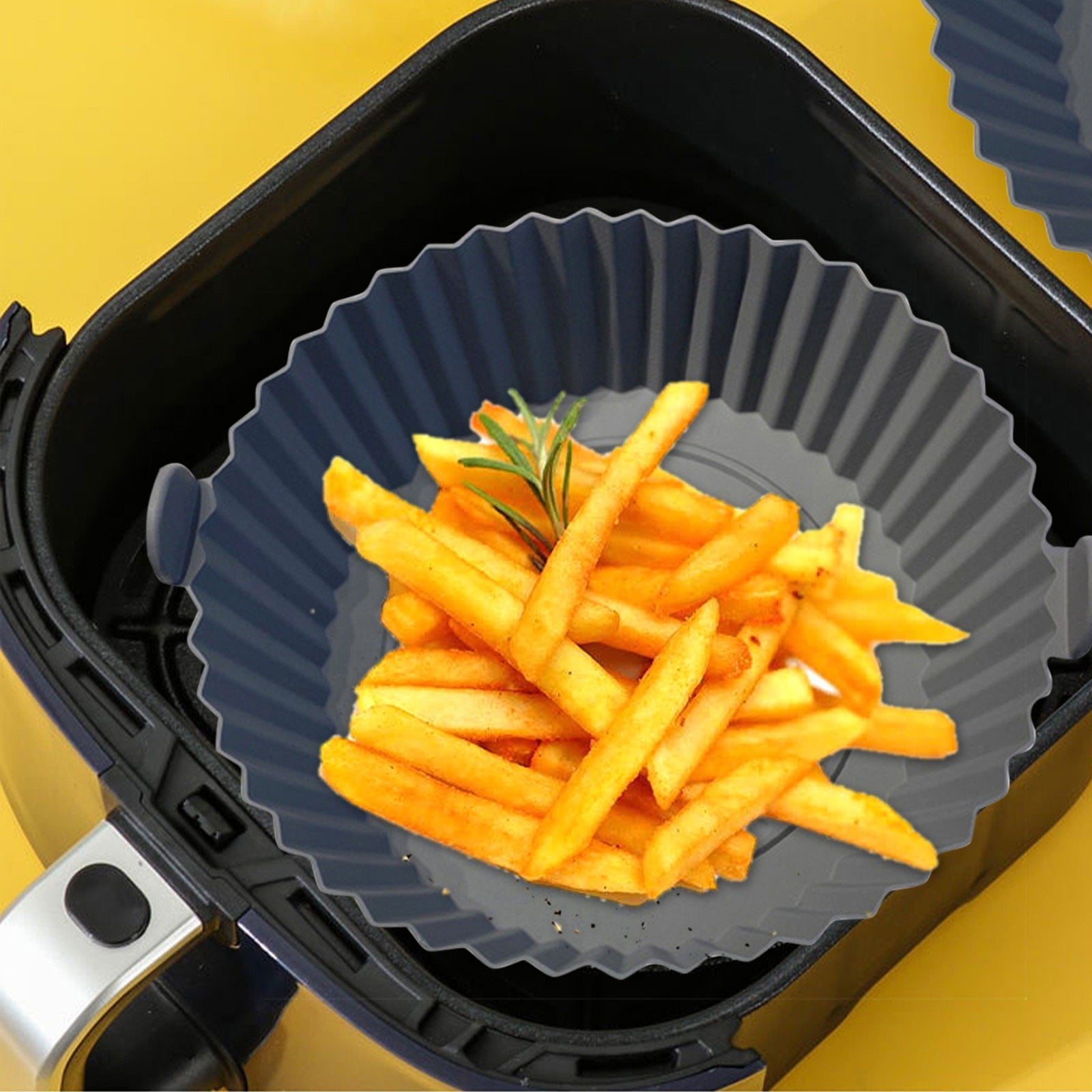 Vikakiooze! Air Fryer Silicone Liners, Air Fryer Liner with Handle, Reusable Air Fryer Replacement Basket, Heat Resistant Round Air Fryer Pot for Air Fryer Oven Microwave
