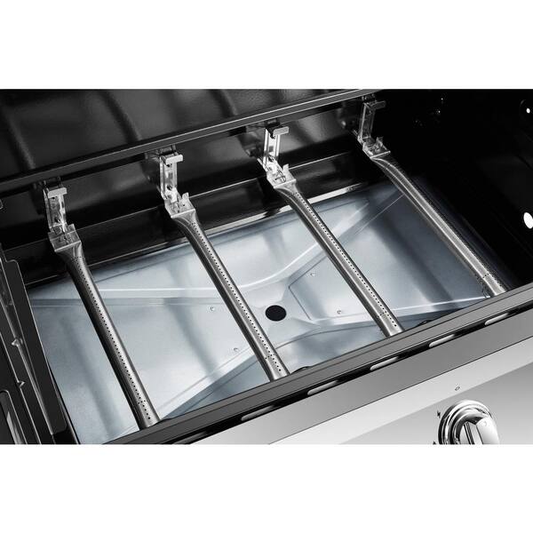 Premier 4-Burner Natural Gas Grill in Stainless Steel with Side Burner