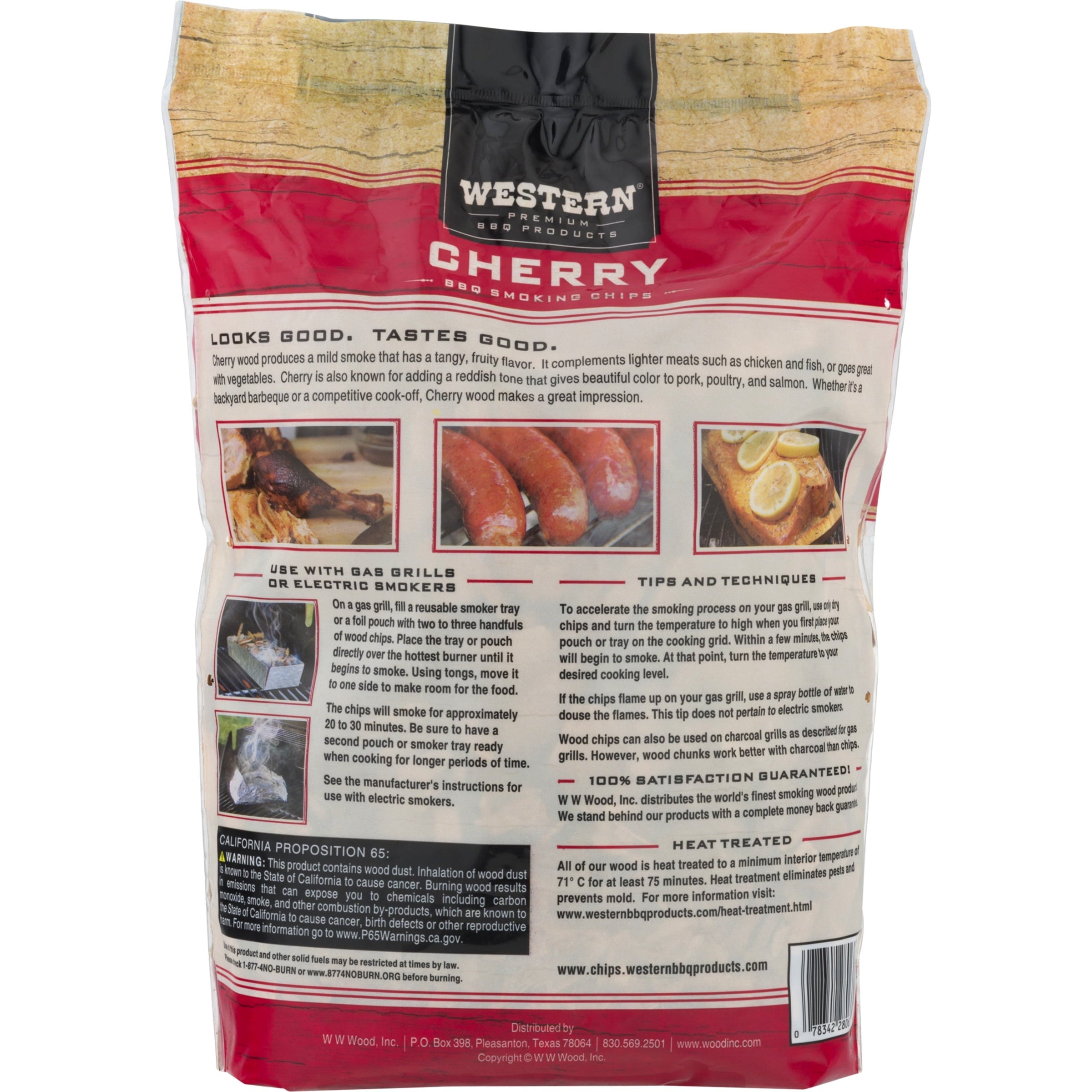 Western Premium BBQ Products Cherry BBQ Smoking Chips, 180 Cu in