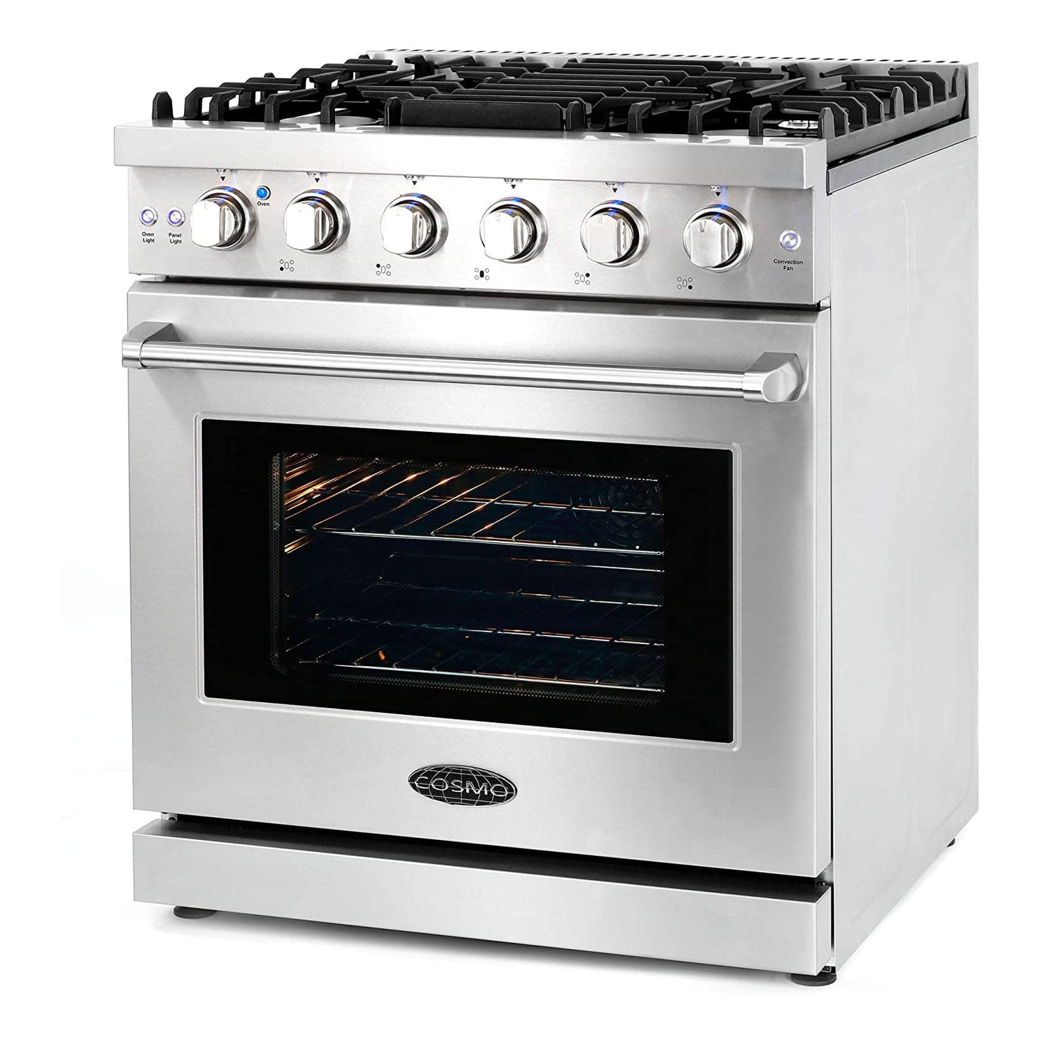 Cosmo 30 Inch 4.5 Cubic Foot Gas Range Kitchen Stove Convection Oven with 5 Sealed Burners