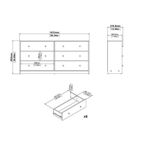 Portland 6 Drawer Double Dresser, Truffle