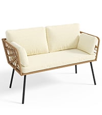 Dextrus L-Shaped Patio Sofa, All-Weather Wicker Patio Conversation Set with Tempered Glass Table & Cushions