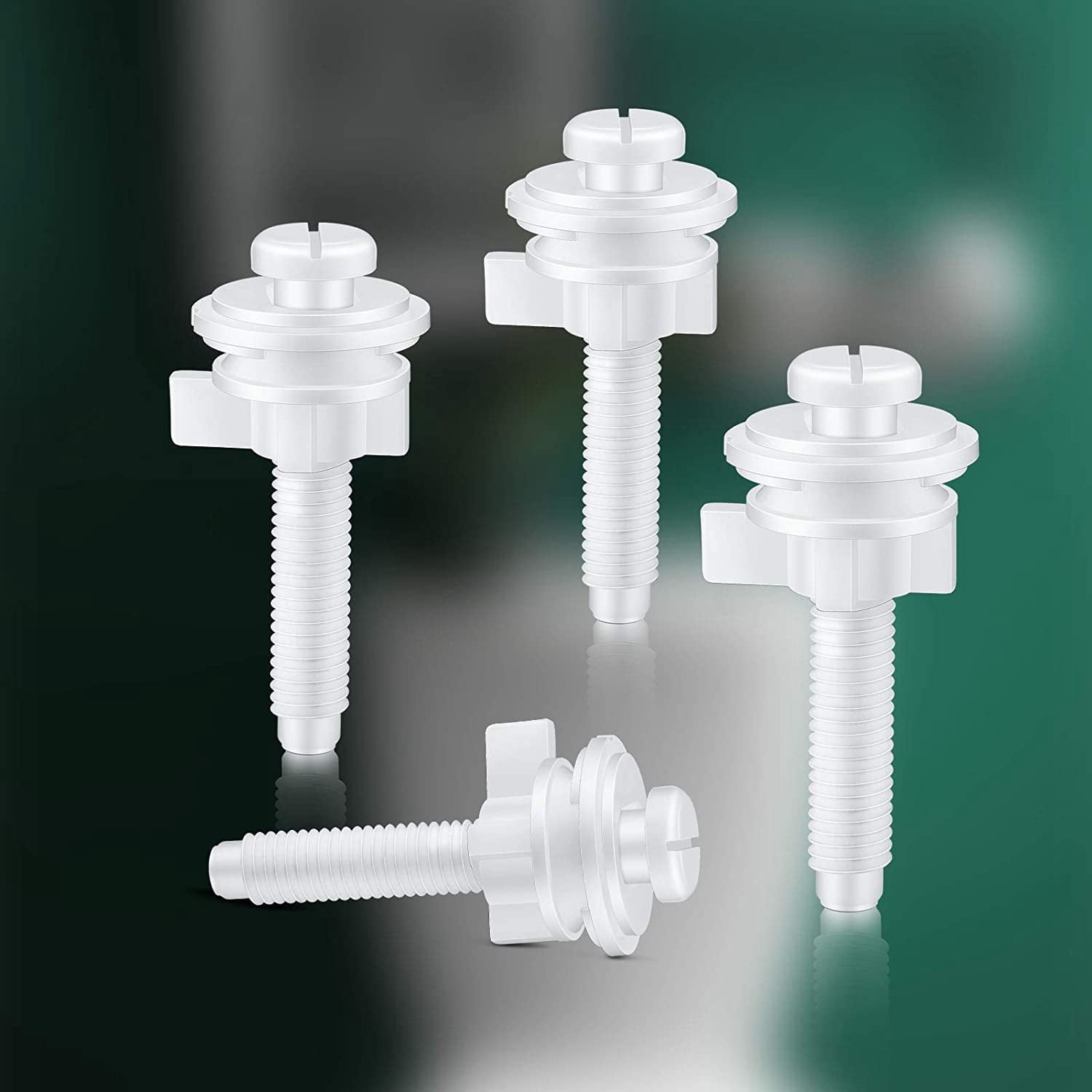 4PCS Toilet Seat Hinge Bolt Screws with Plastic Nuts and Washers Toilet Seat Replacement Parts Kit