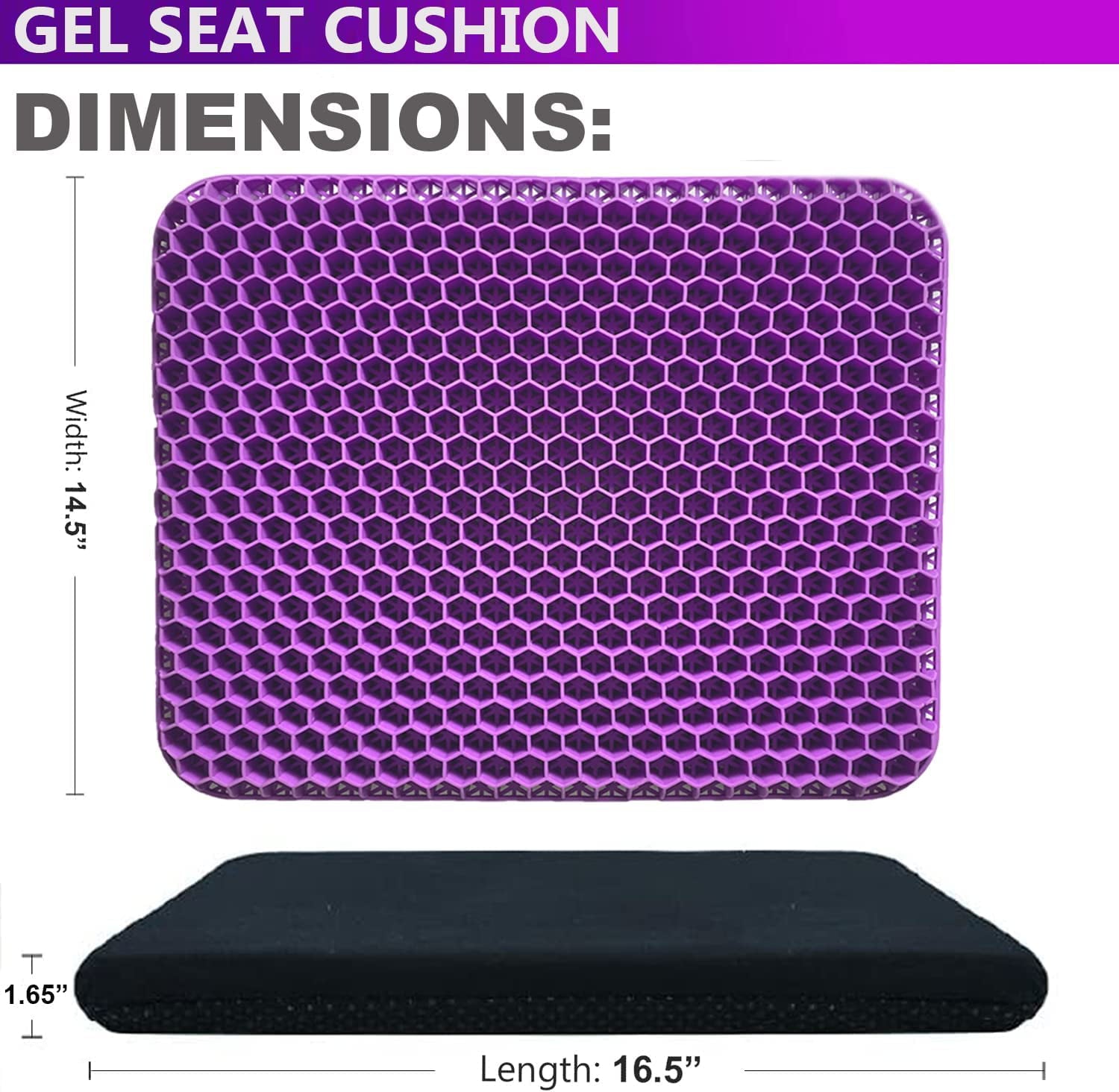 Gel Enhanced Seat Cushion for Long Sitting - Double Thick Honeycomb Breathable Design Egg Seat Cushion with Non-Slip Cover - Office Chair Car Cooling Seat Cushion - Computer Desk Pain Relief Pad