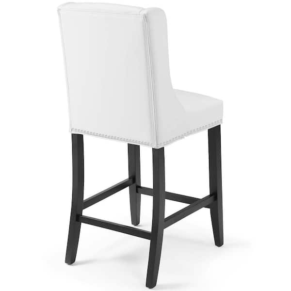 Baron 42 in. Faux Leather Counter Stool in White
