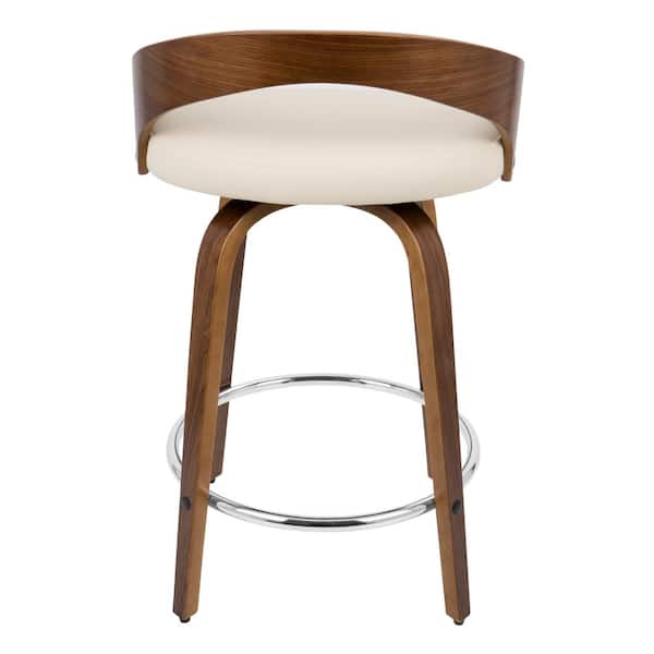 Grotto 24 in. Walnut and Cream Faux Leather Counter Stool (Set of 2)