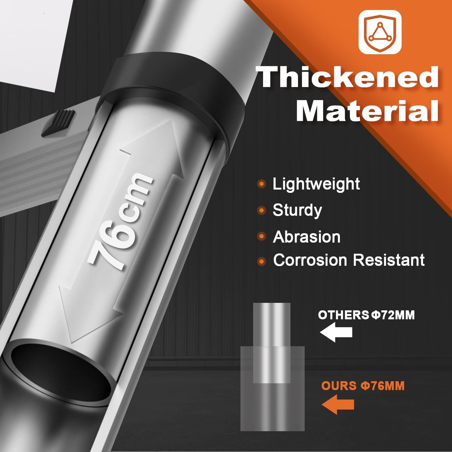 BOWEITI 12.5 FT Telescoping Aluminum Extension Ladder with 2 Triangle Stabilizers, Heavy Duty 330lbs Max Capacity, Multi-Purpose Collapsible Ladder for RV or Outdoor Work