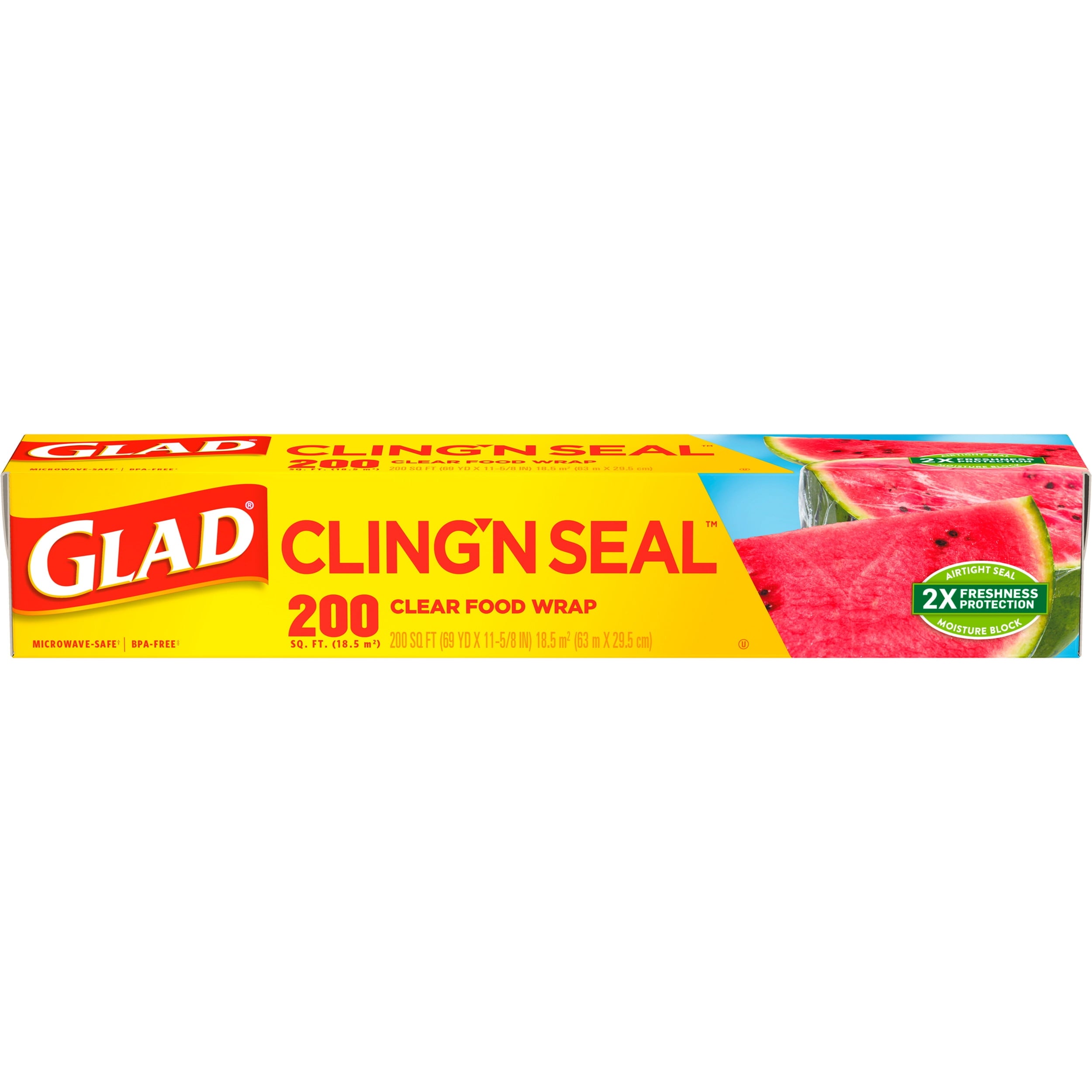 Glad Cling N Seal Plastic Food Wrap, 200 Square Foot Roll