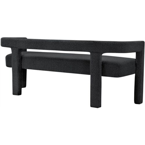 Meridian Furniture Athena Black Boucle Fabric Bench