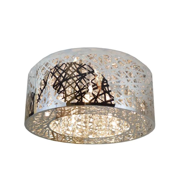 Aramis Collection 9-Light Chrome Crystal Flush Mount