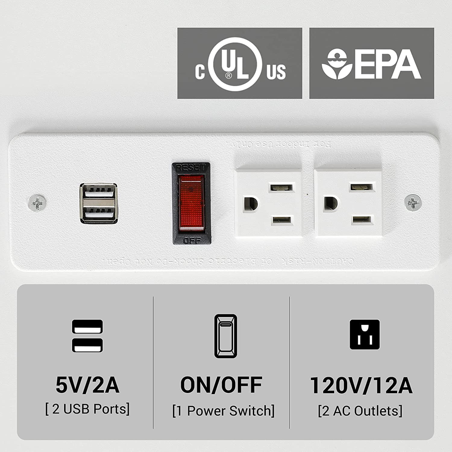 ADORNEVE Nightstand with Charging Station and 3 Storage Drawers, White