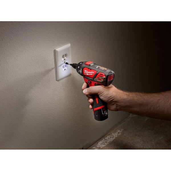 M12 12V Lithium-Ion Cordless 1/4 in. Hex Screwdriver/LED Worklight Kit with (2) 1.5Ah Batteries,Bit Set & Bag